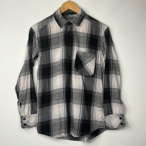 Aritzia TNA Classic Fit Plaid Button Down Womens Size XS Gray Black White